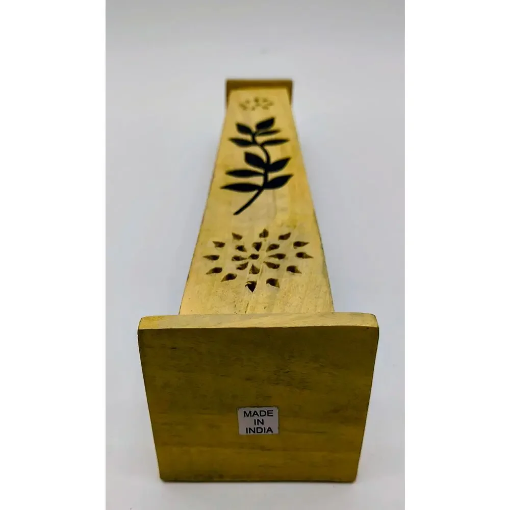 Wooden Incense Tower Hand Carved Leaf & Lattice Pattern for 11